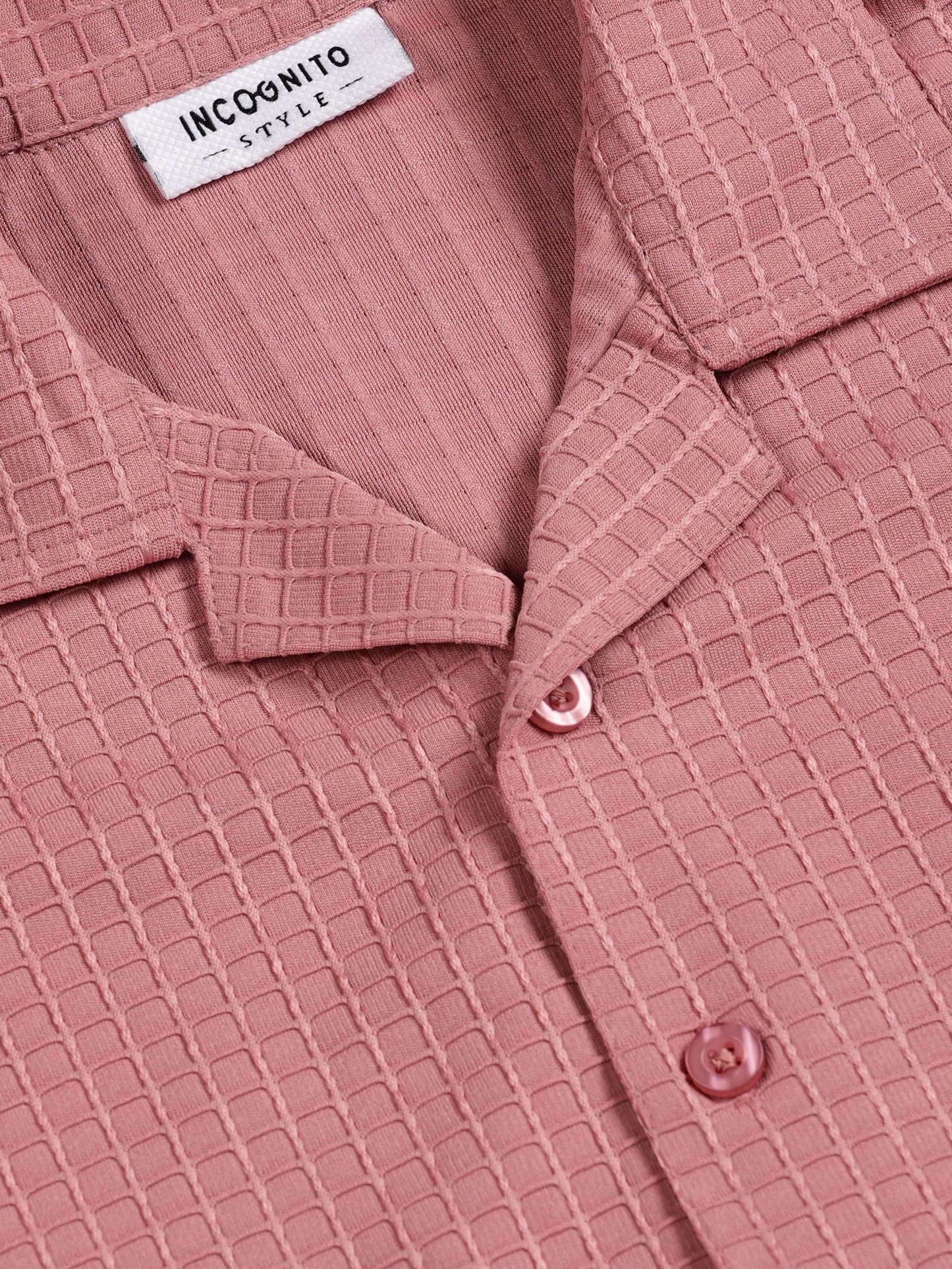 Oversized Textured Coral Pink Shirt