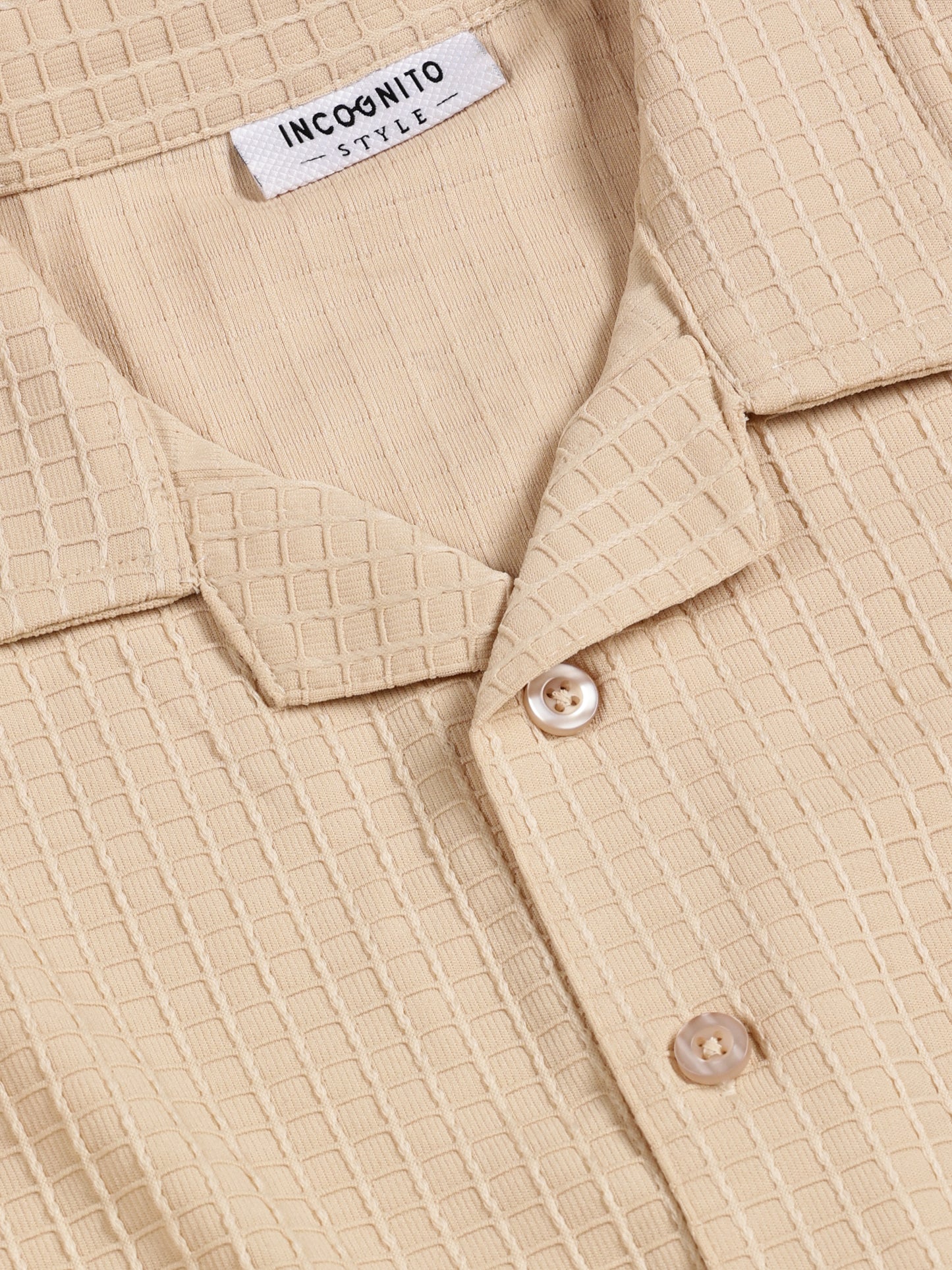 Oversized Textured Beige Shirt