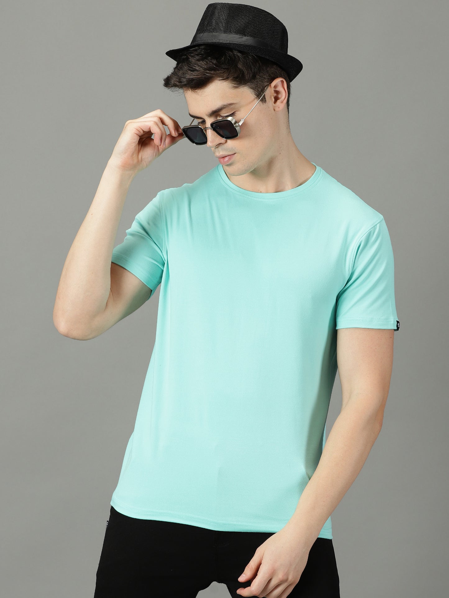 Mint Green Solid Crew Neck T-shirt