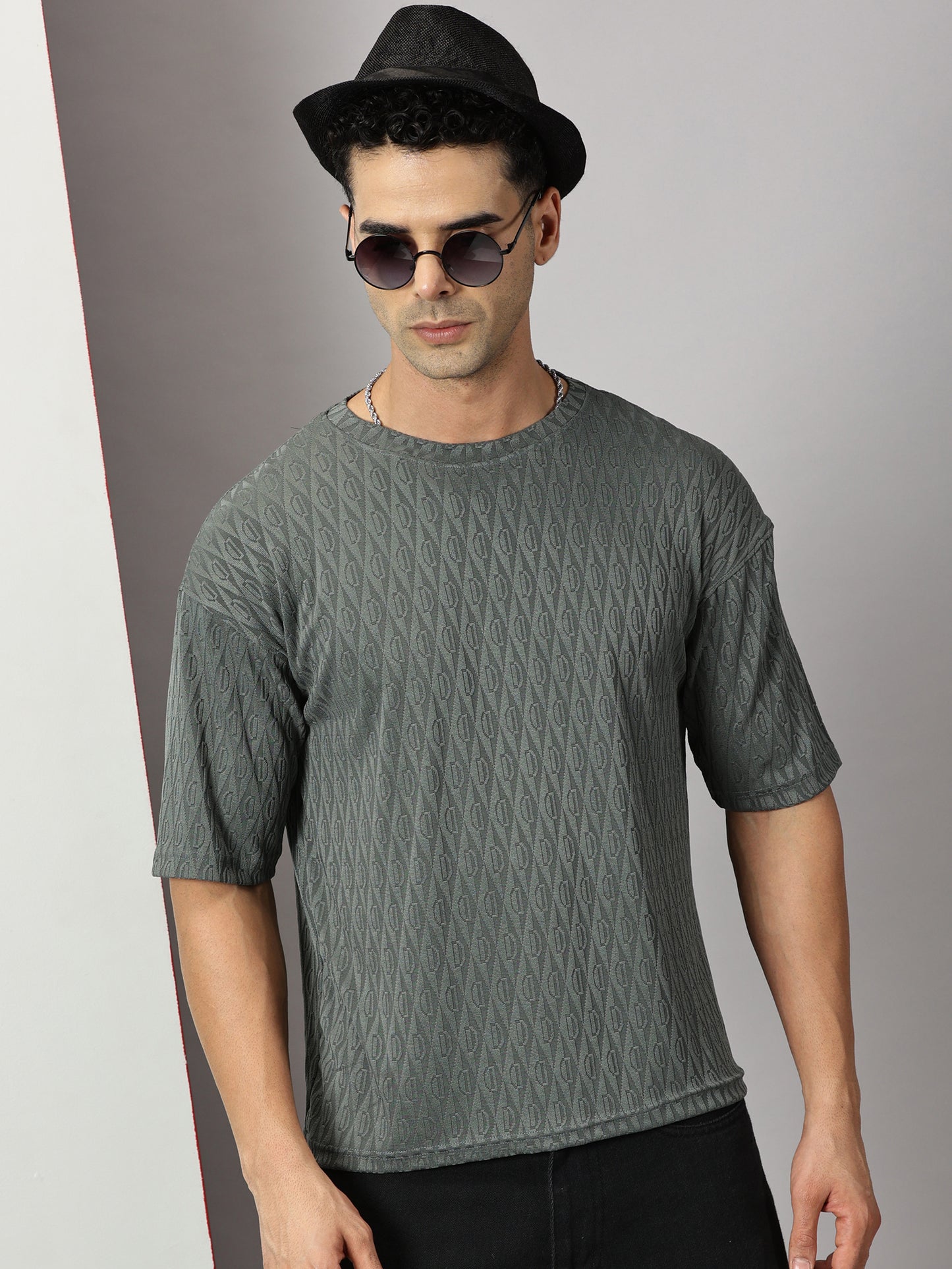 Fiscal Green Oversized Textured T-Shirt