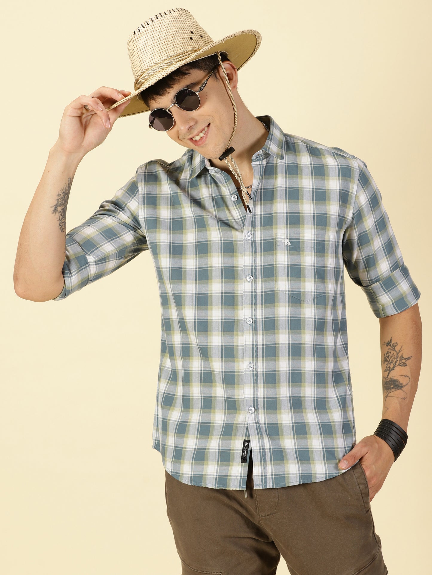 Oxford Checks Teal Blue Shirt