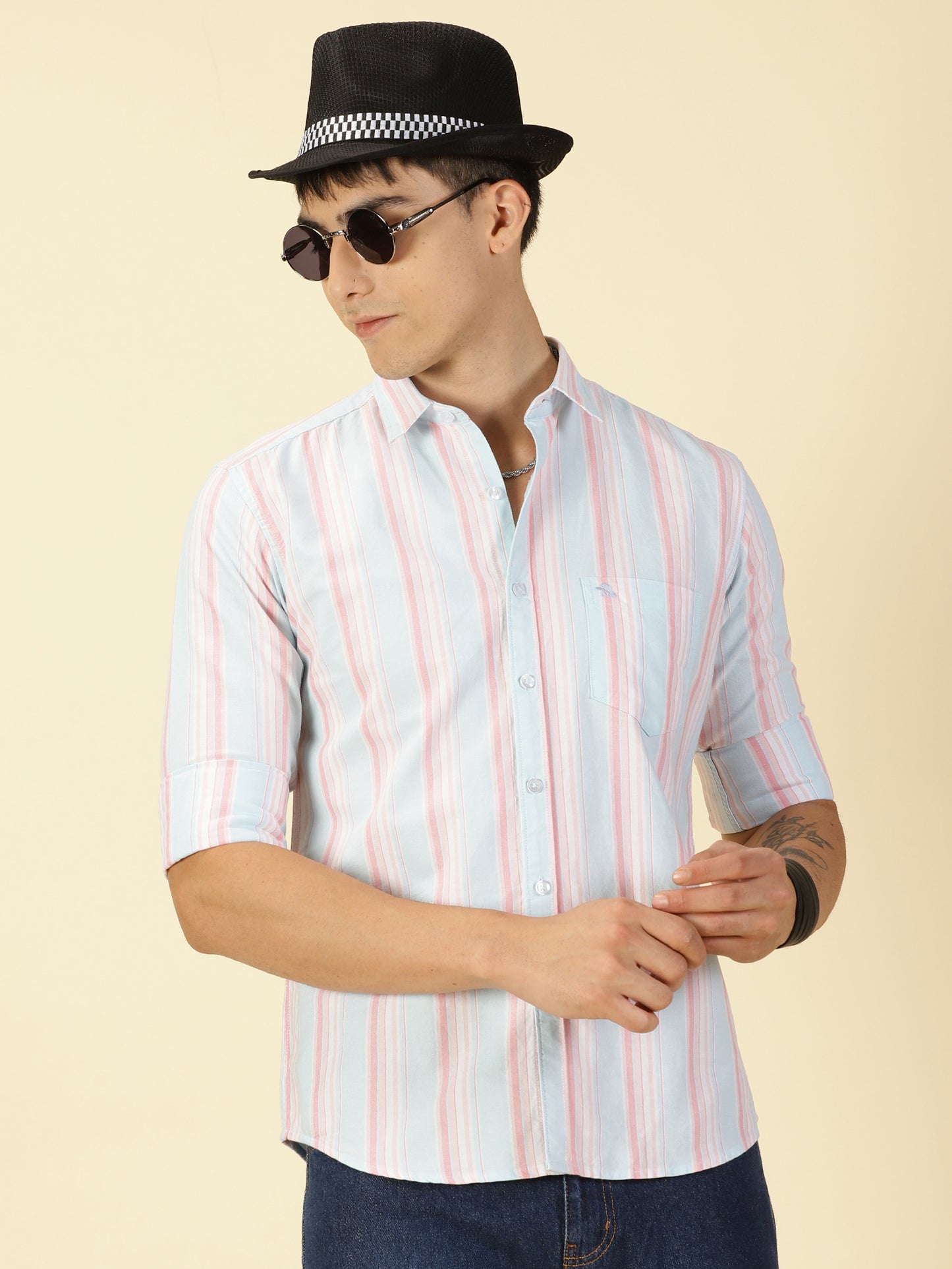 Oxford Striped Blue and Pink Shirt