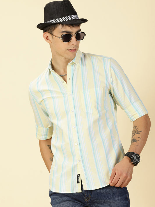 Oxford Striped Mint and Yellow Shirt