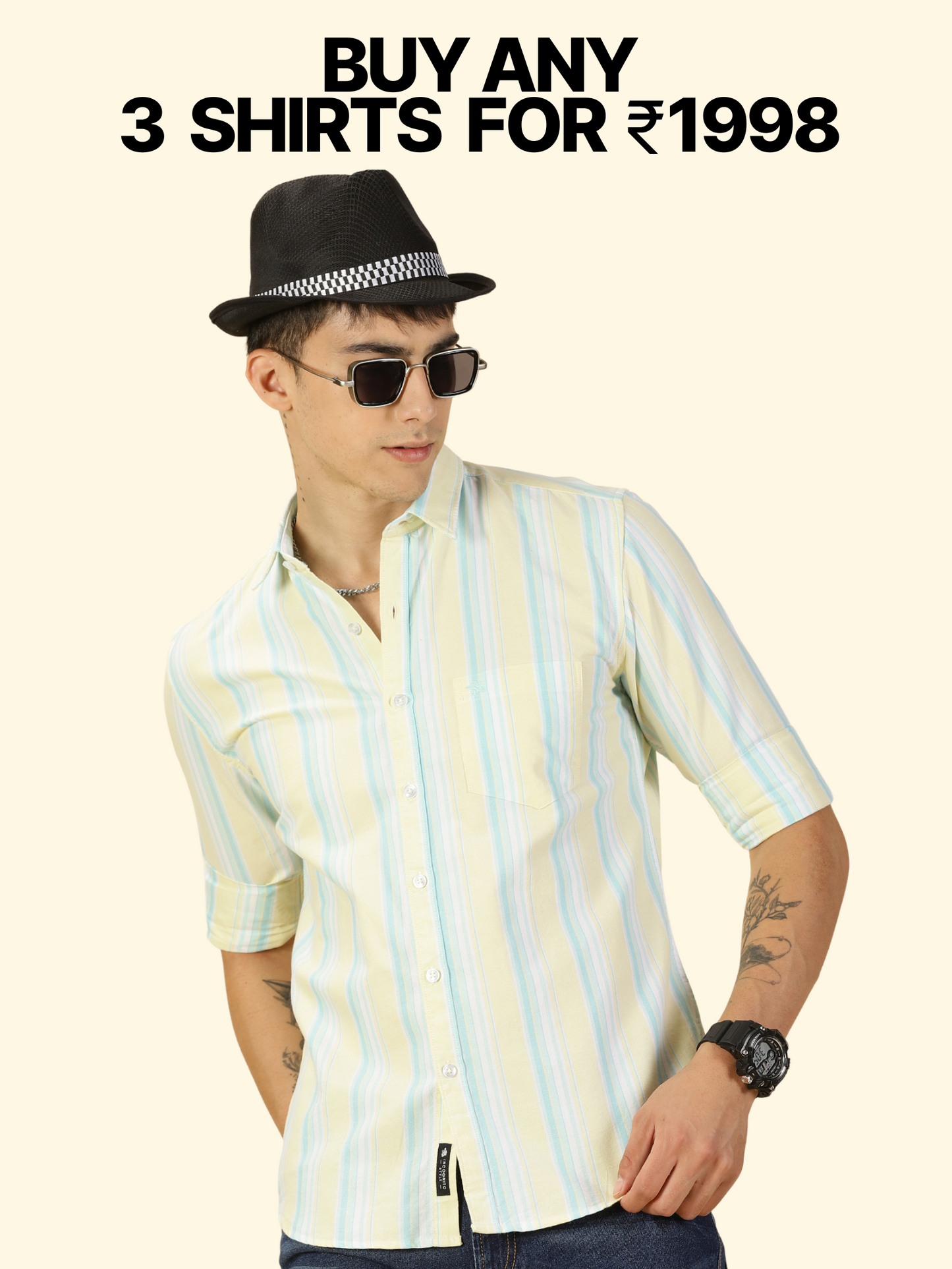 Oxford Striped Mint and Yellow Shirt