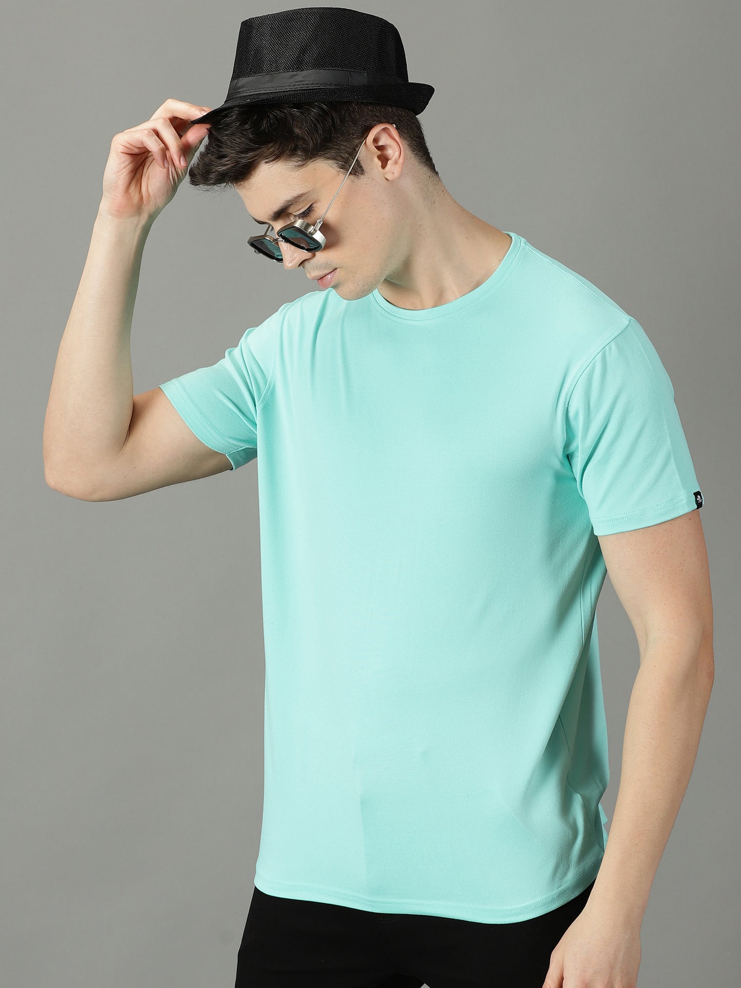 Mint Green Solid Crew Neck T-shirt