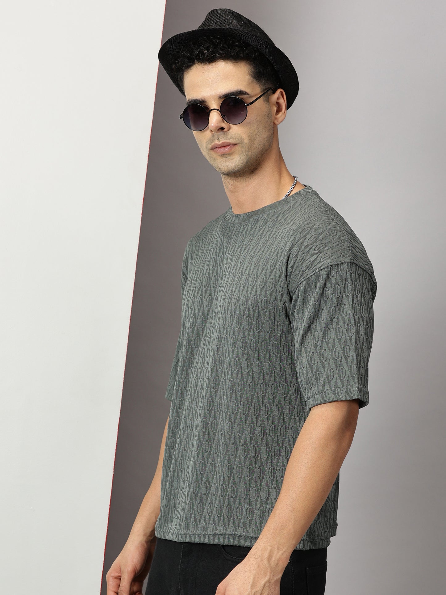 Fiscal Green Oversized Textured T-Shirt