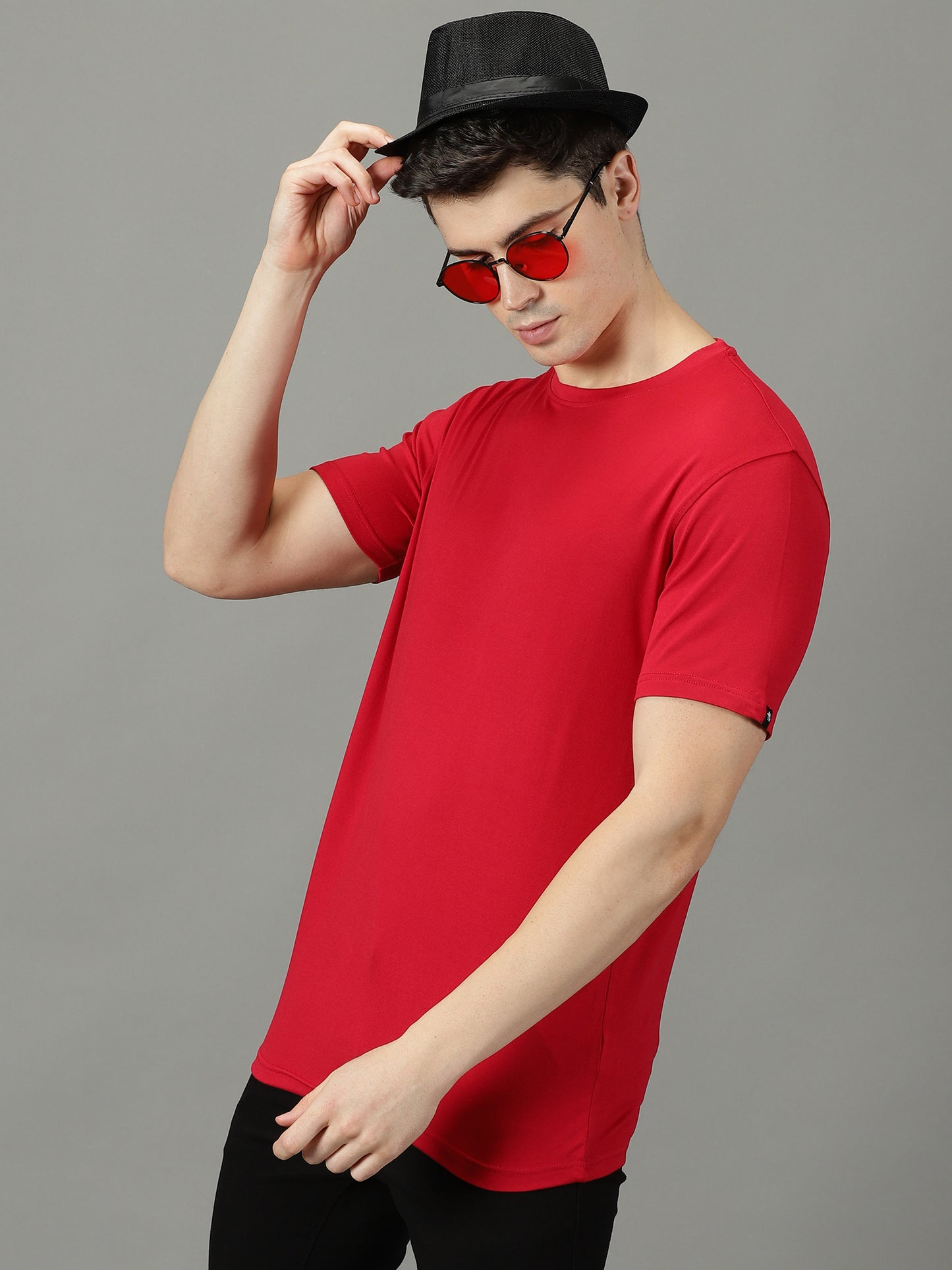 Red Solid Crew Neck T-shirt