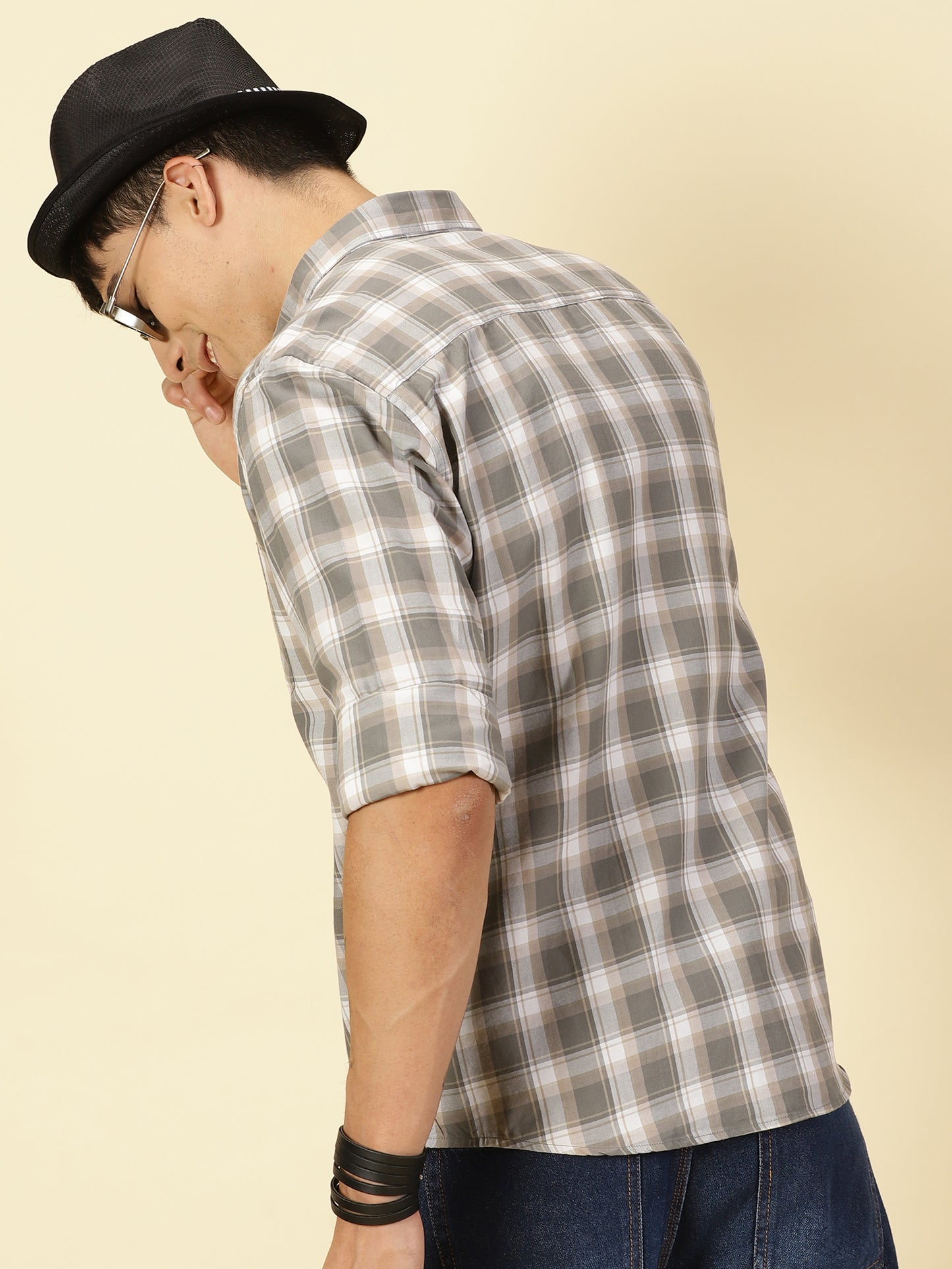 Oxford Checks Fossil Grey Shirt