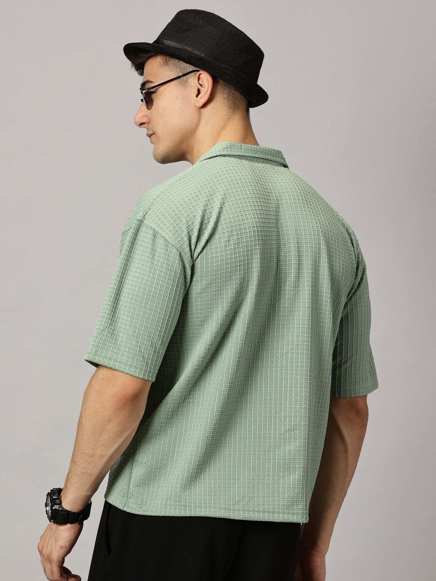 Oversized Textured Mint Green Shirt