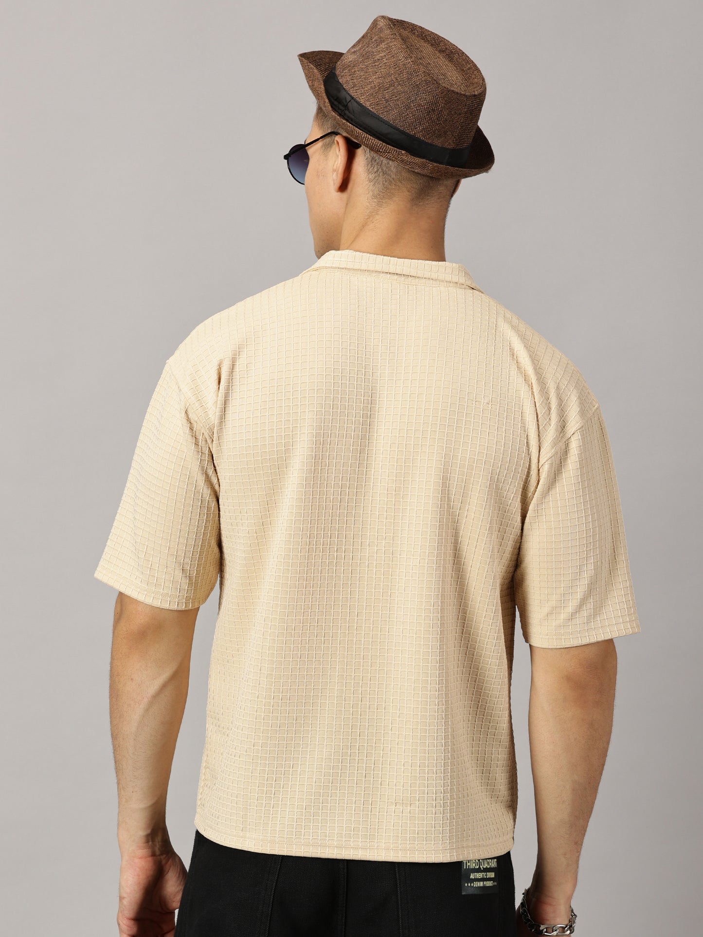 Oversized Textured Beige Shirt