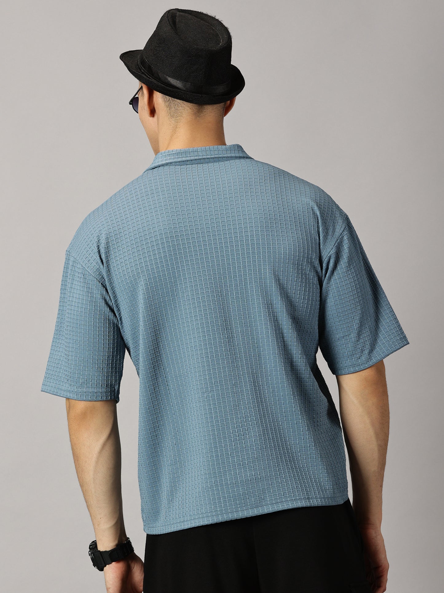 Oversized Textured Carolina Blue Shirt