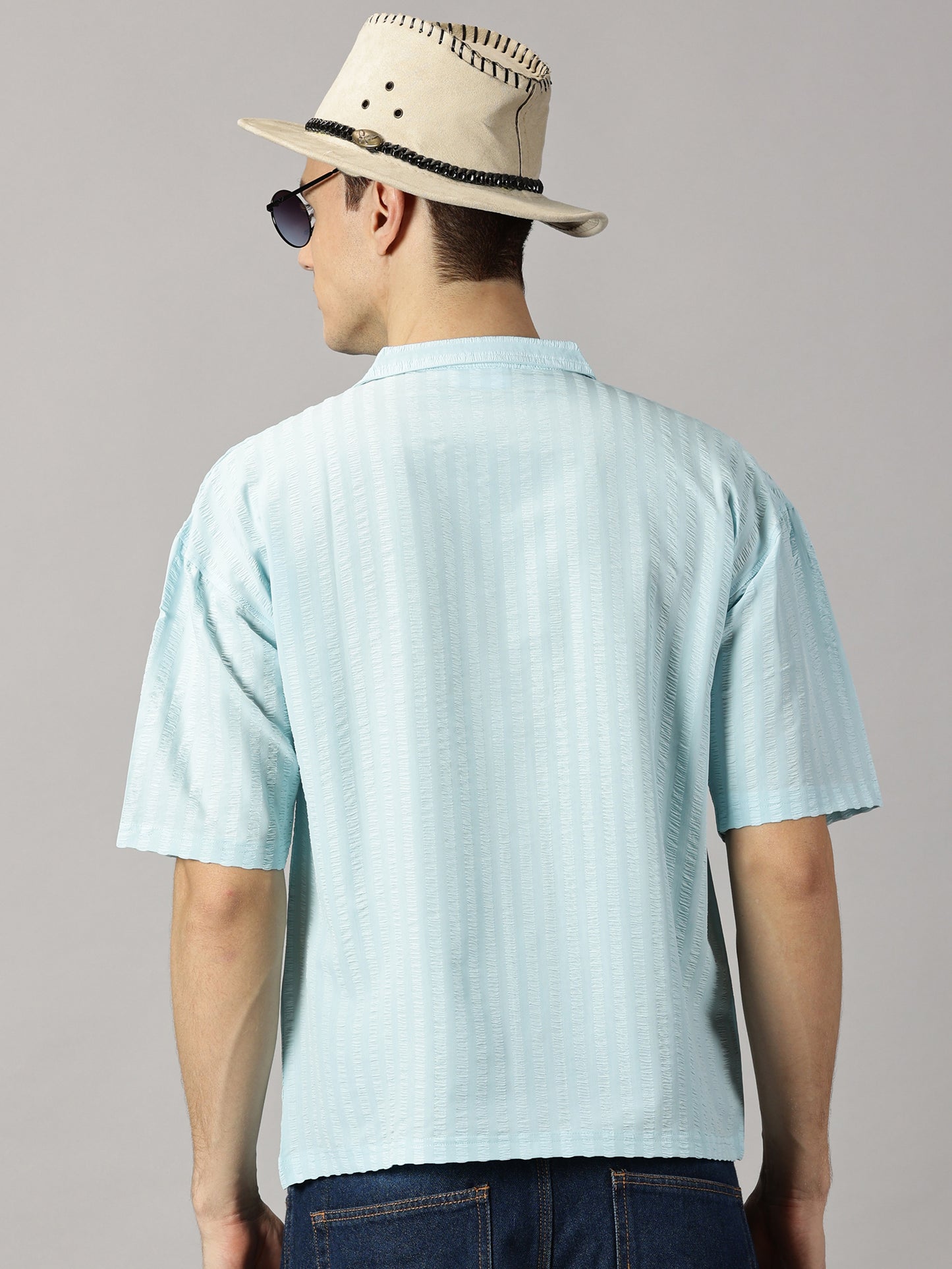 Sky Blue Stripes Oversized Shirt