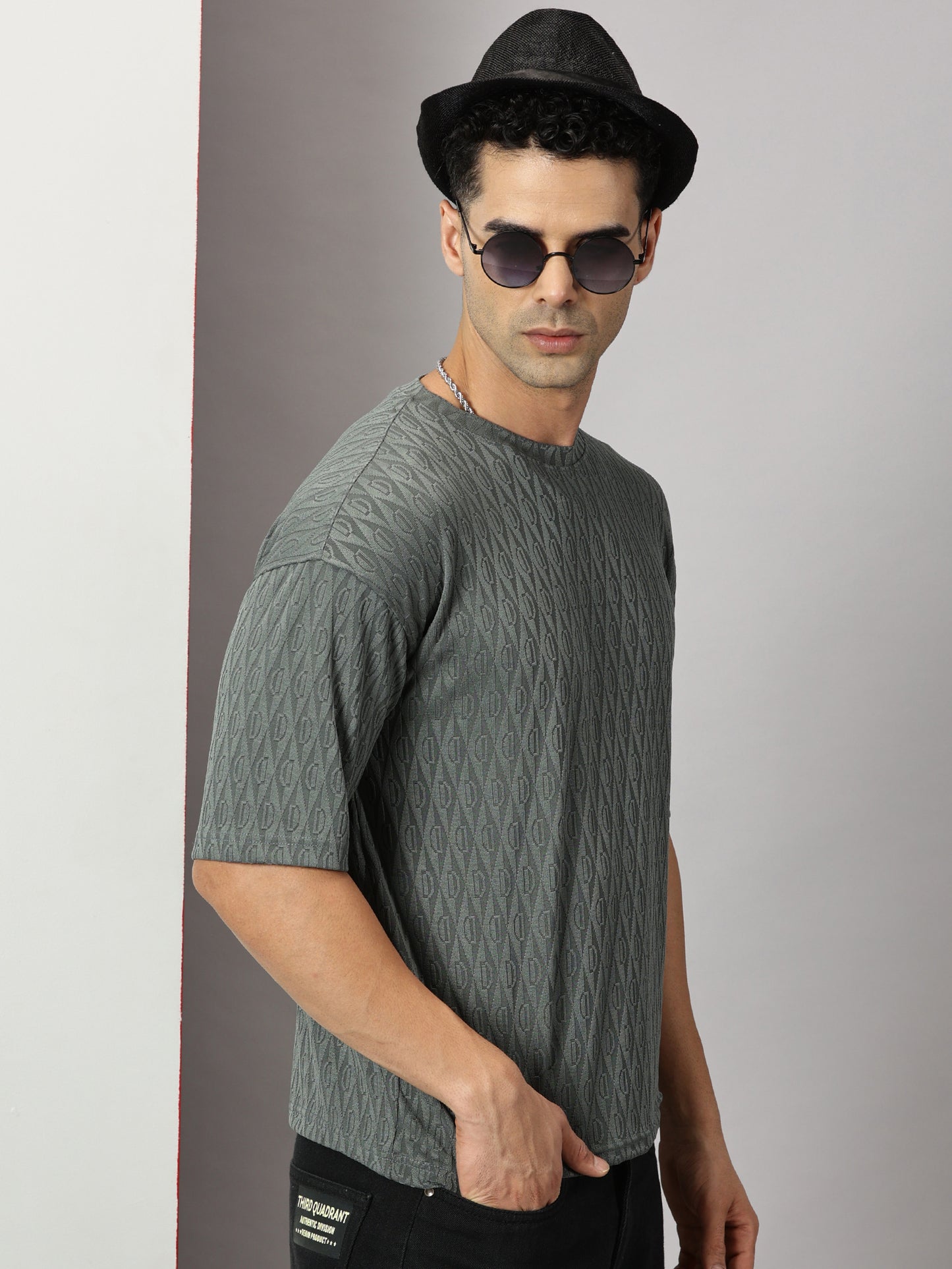 Fiscal Green Oversized Textured T-Shirt