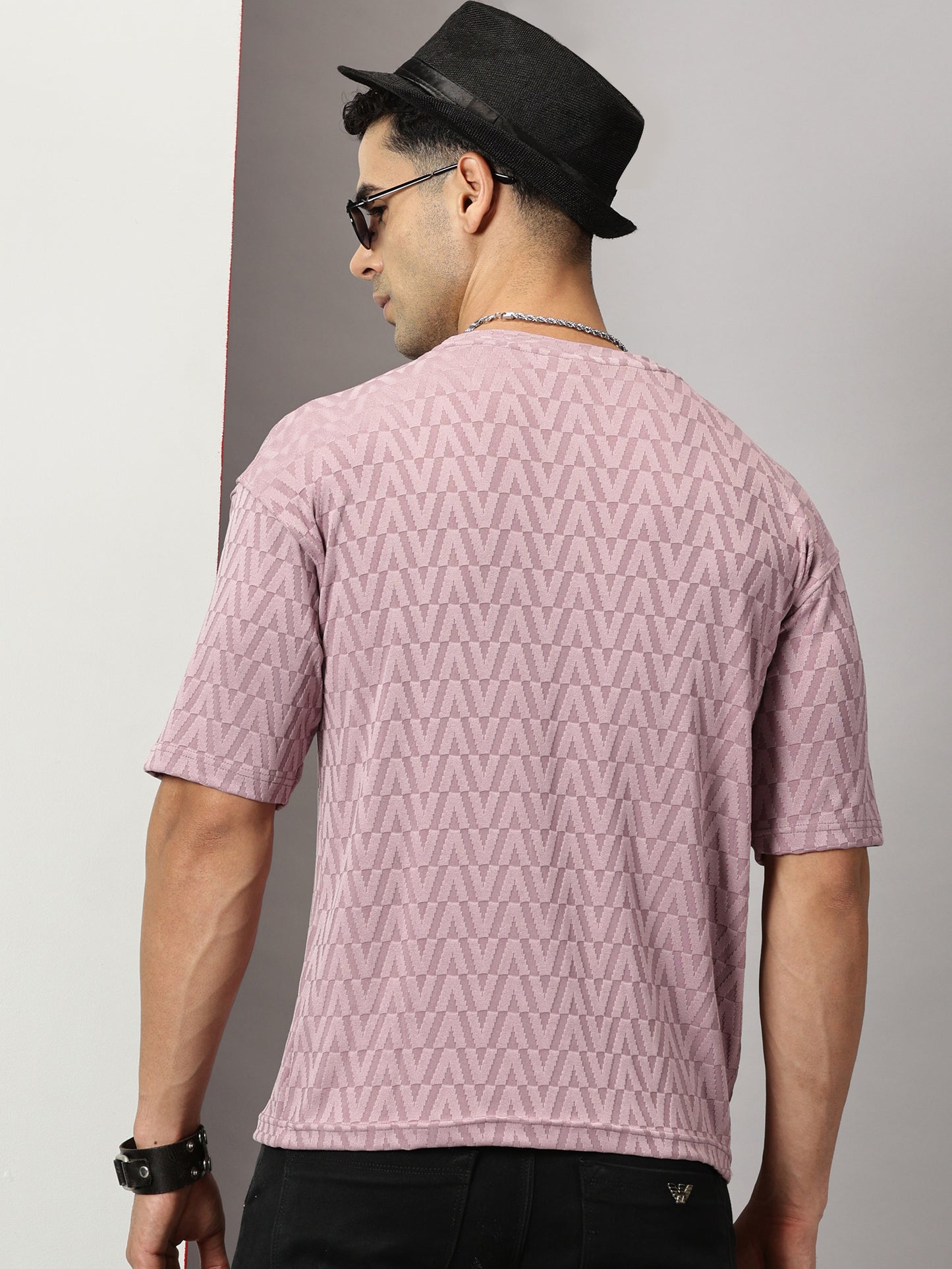 Nova Mauve Oversized Textured T-Shirt