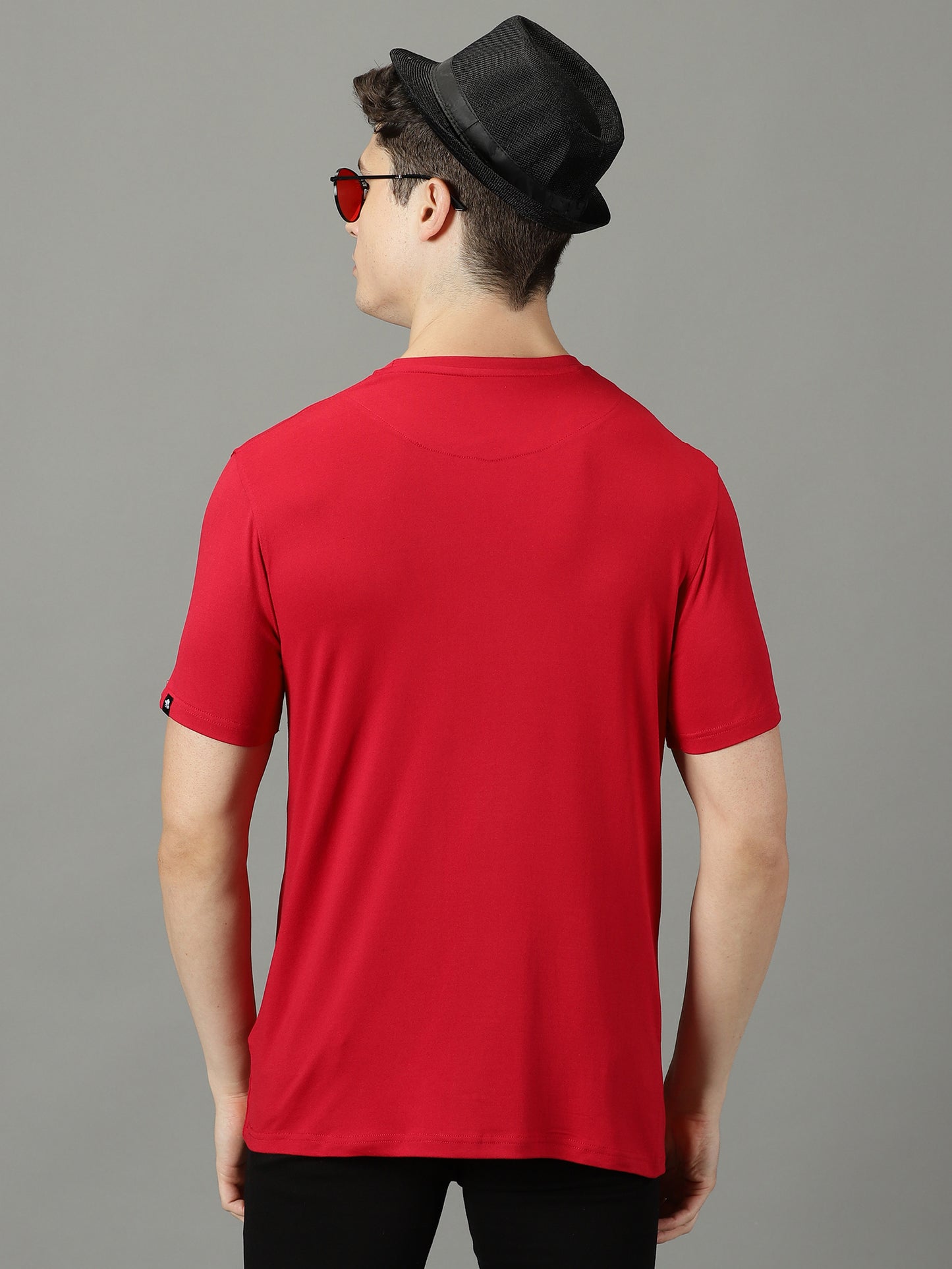 Red Solid Crew Neck T-shirt