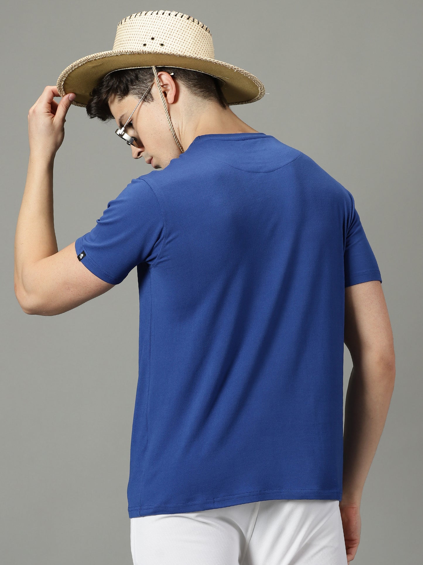 Royal Blue Solid Crew Neck T-shirt