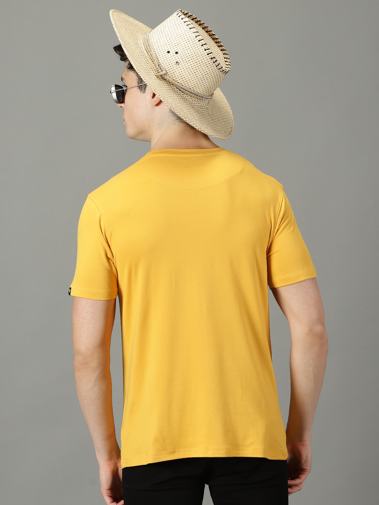 Mustard Yellow Solid Crew Neck T-shirt