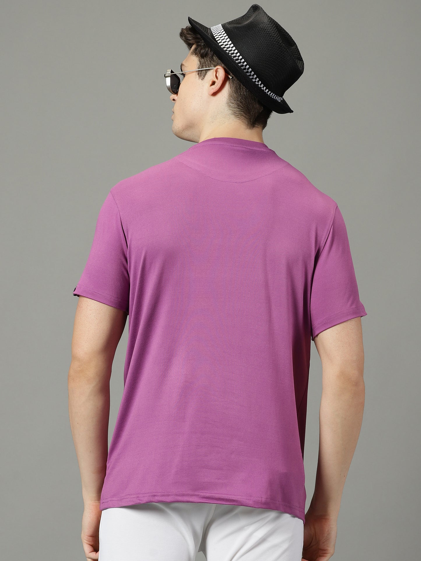 Purple Solid Crew Neck T-shirt