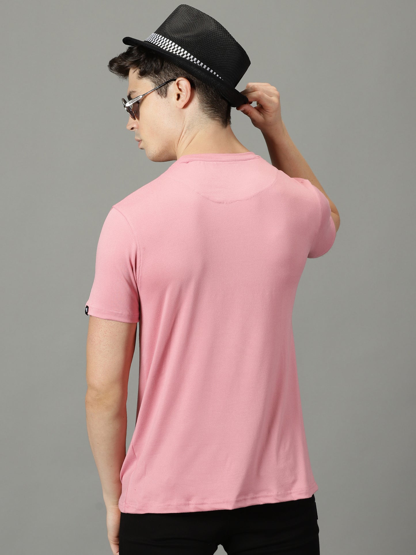 Onion Pink Solid Crew Neck T-shirt