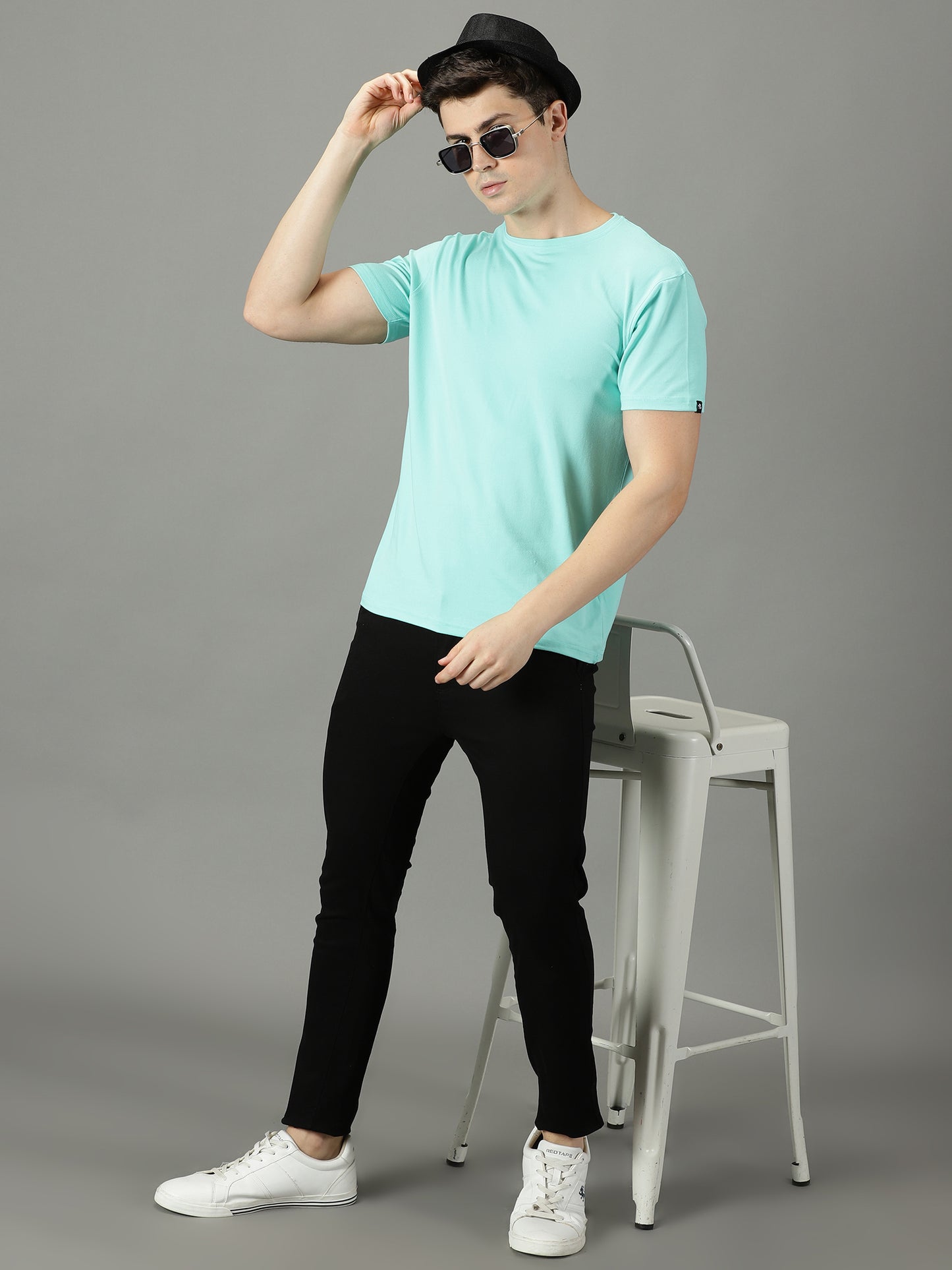 Mint Green Solid Crew Neck T-shirt