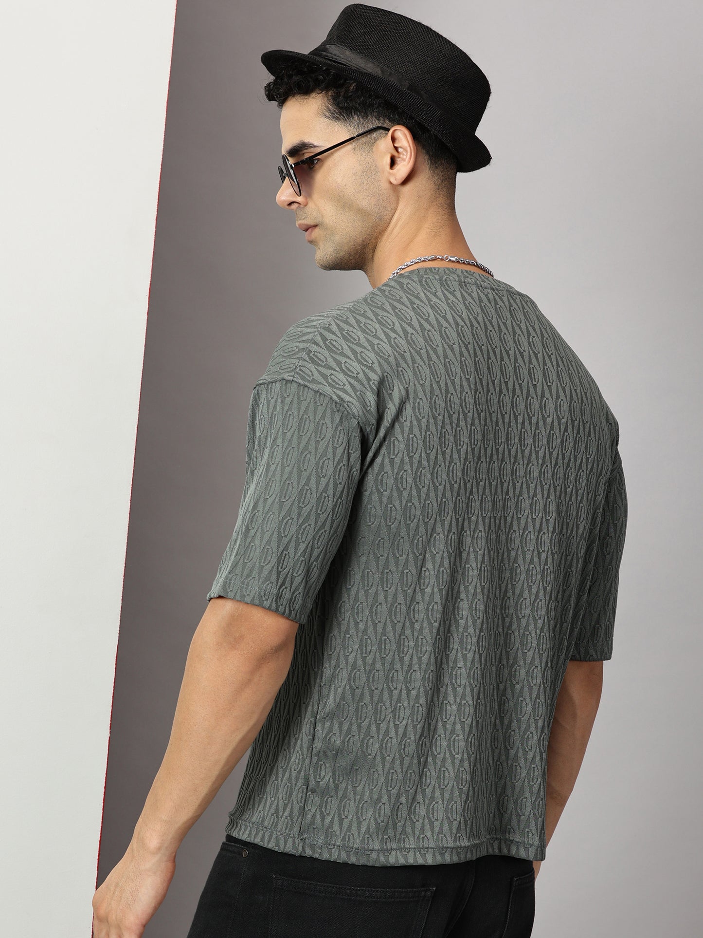 Fiscal Green Oversized Textured T-Shirt