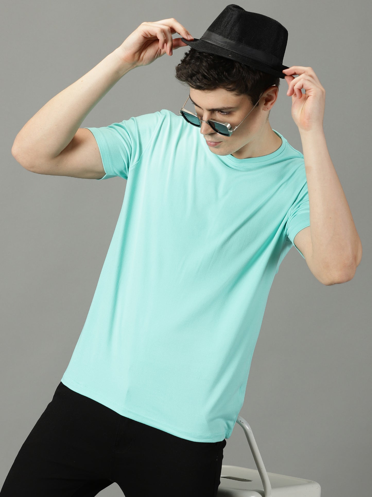 Mint Green Solid Crew Neck T-shirt