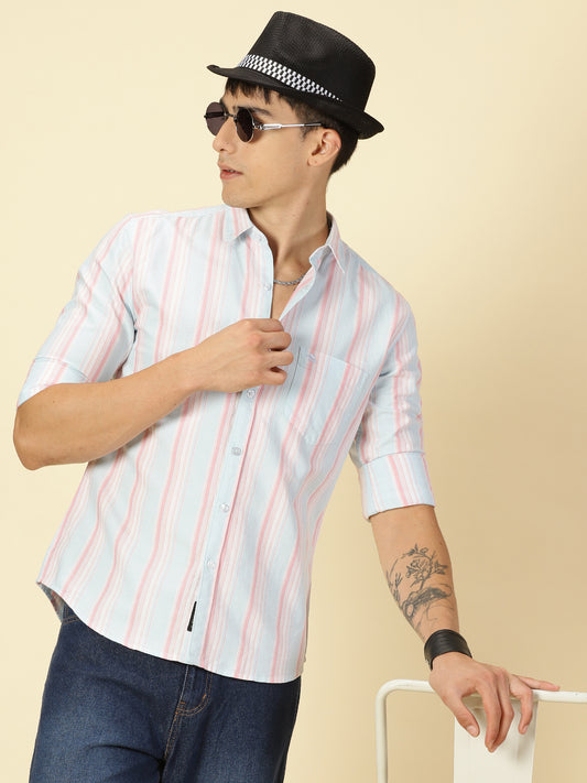 Oxford Striped Blue and Pink Shirt