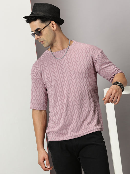 Nova Mauve Oversized Textured T-Shirt