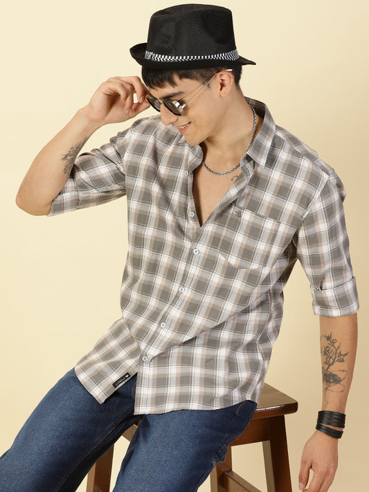 Oxford Checks Fossil Grey Shirt