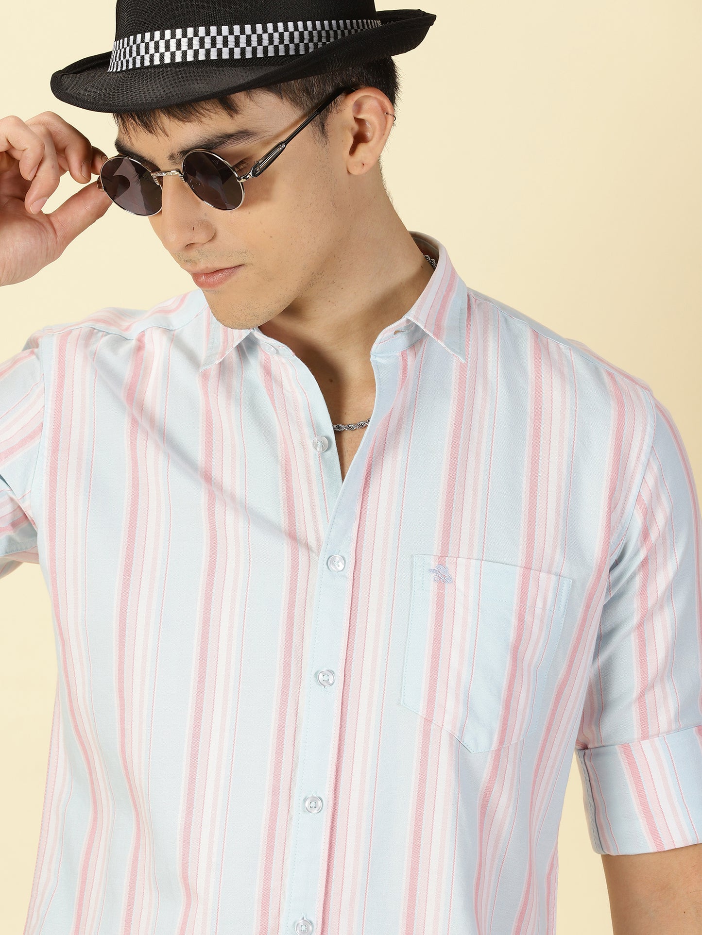 Oxford Striped Blue and Pink Shirt