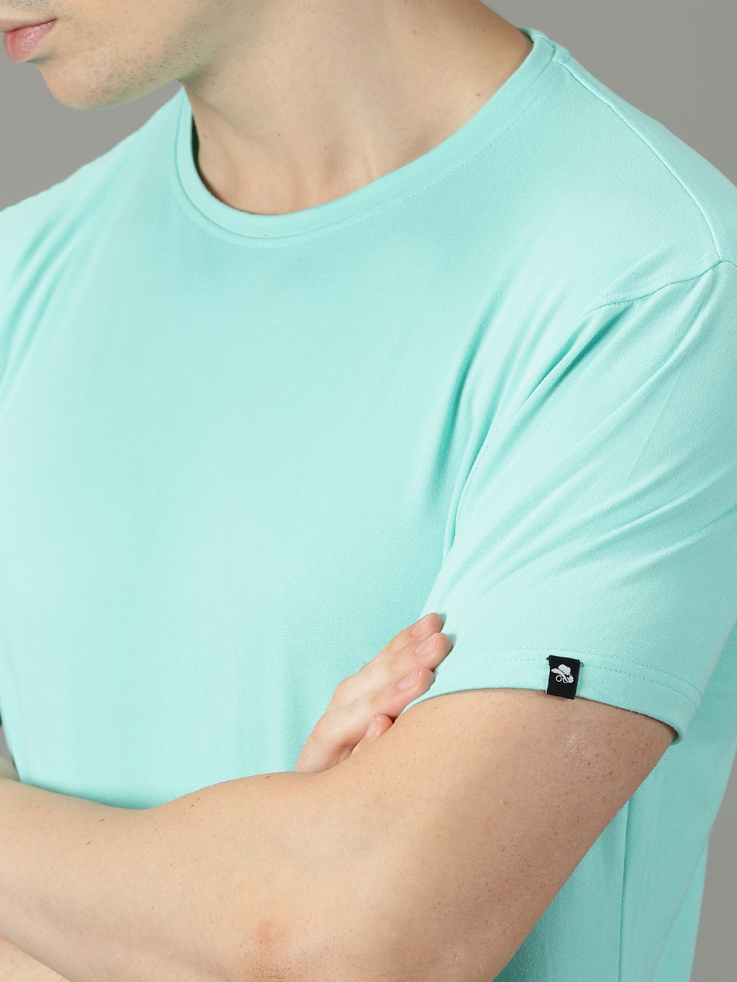 Mint Green Solid Crew Neck T-shirt