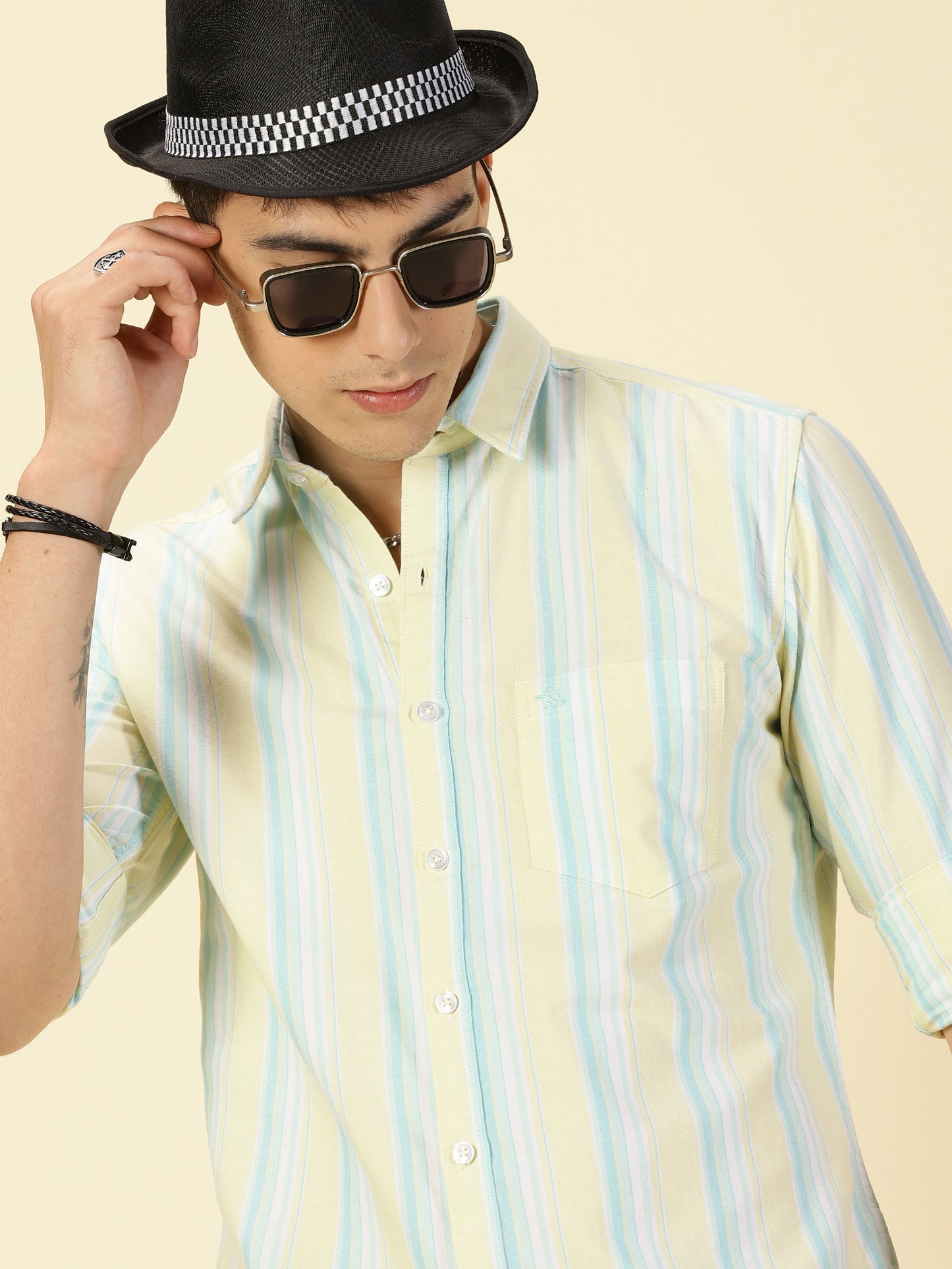 Oxford Striped Mint and Yellow Shirt