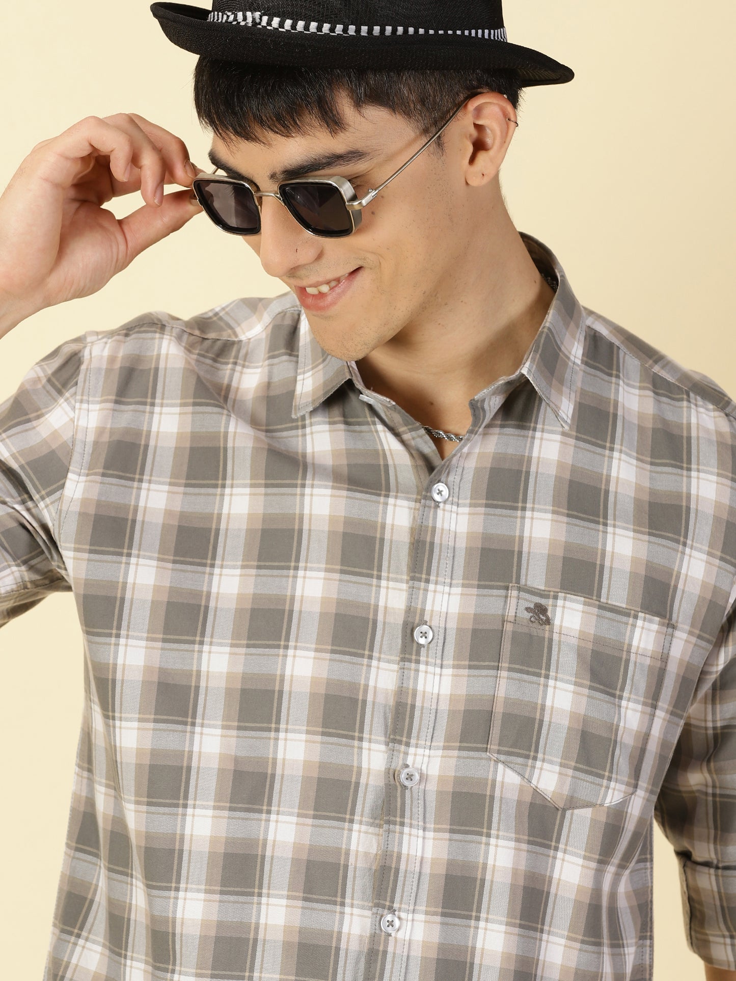 Oxford Checks Fossil Grey Shirt